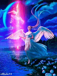 fairy goddess angel beautiful night sky