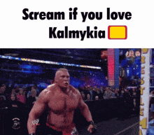 a picture of a man with the words scream if you love kalmykia on it