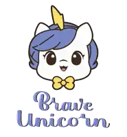 a drawing of a unicorn with the words brave unicorn underneath it