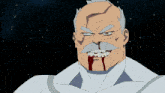 a cartoon of a man with a mustache and a bloody nose