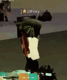 a screenshot of a video game with a person named jofirey .