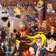 a collage of anime characters says good night