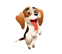 a brown and white cartoon dog with its tongue sticking out