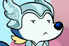 a cartoon drawing of a wolf wearing a helmet with wings