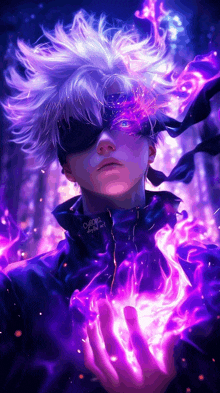 a painting of a boy with white hair and a black jacket that says cyberpunk 2077