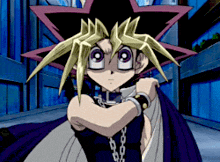a cartoon character with chains around his neck