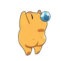 a cartoon drawing of a dog with a blue bubble on its nose