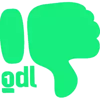 a green thumbs down sign with the word odl underneath