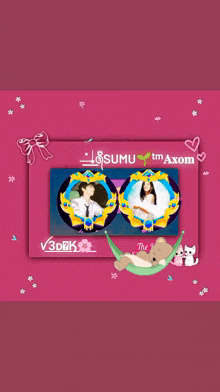 a picture of a man and a woman with the words sumu tm axon on it