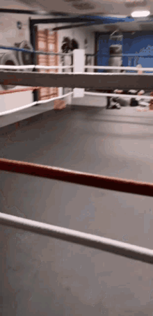 a boxing ring with a red and white rope in the middle