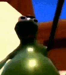 a close up of elmo from sesame street wearing sunglasses and a hat