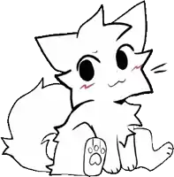 a black and white drawing of a cat sitting down with a paw .