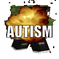 a pixel art of a person with the word autism written on it
