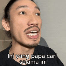 a man with a beard is making a funny face with the words ini yang papa cari selama ini below him