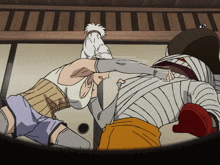 a cartoon drawing of a man and a woman fighting each other