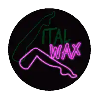 a neon sign for ital wax with a silhouette of a woman 's leg