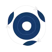 a blue and white circle with a circle in the center