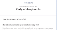 a screen shot of a schizophrenia screening test