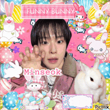 a picture of a boy with minseok written on the bottom right