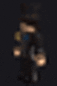 a blurry picture of a person in a dark room holding a gun .