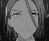 a black and white drawing of a person 's face in the rain