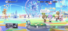 a screenshot of a video game called wonderland seka shows a ferris wheel in the background