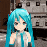 a hatsune miku anime character with blue hair