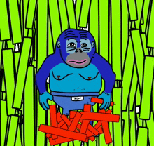 a cartoon of a gorilla with the word ron on his pants