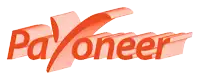 a payoneer logo that is red and white