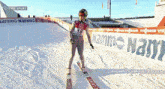 a skier with the number 18 on their jersey