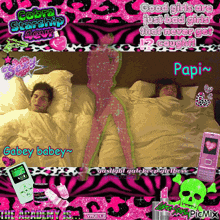 a picture of a man and a woman laying in bed with the caption " good girls are just bad girls that never get caught papi "
