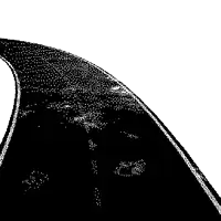 a black and white drawing of a road with a curve