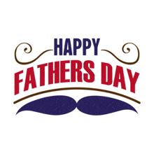 a happy fathers day logo with a mustache