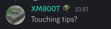a picture of a tank with the words touching tips on the bottom