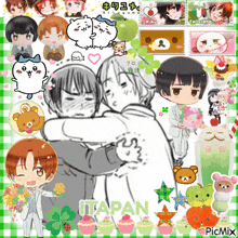 a collage of cartoon characters with the word japan on the bottom