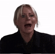 a woman with a surprised look on her face and her mouth open