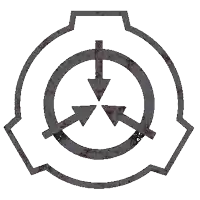 a scp logo with an arrow pointing down in the middle