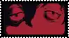 a close up of a person 's face with a black frame around it .