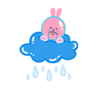 Pink Rabbit Sticker - Pink Rabbit Cloud Stickers
