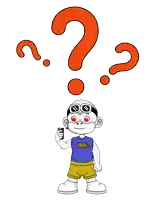 a cartoon character wearing a shirt that says zhou is holding a cell phone