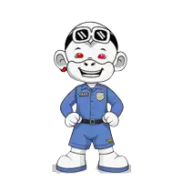 a cartoon character is wearing a police uniform and sunglasses