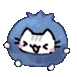 a cartoon cat is sitting in a blueberry .