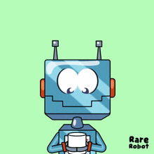 a cartoon drawing of a robot with the words rare robot written below it
