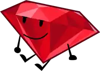 a cartoon illustration of a red diamond with a face and legs