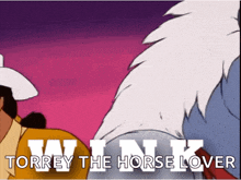 a cartoon says torrey the horse lover on the bottom right