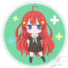 a drawing of a girl with red hair and the date of 2018