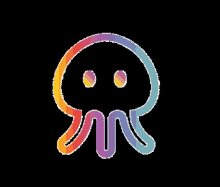 a rainbow colored octopus with a black background