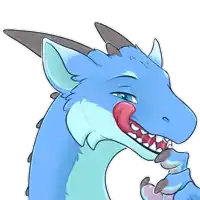 a blue dragon with a red tongue sticking out