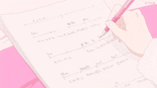 a person is writing on a piece of paper with a pen in their hand