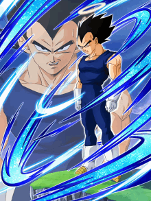 a drawing of vegeta from dragon ball z surrounded by a blue swirl